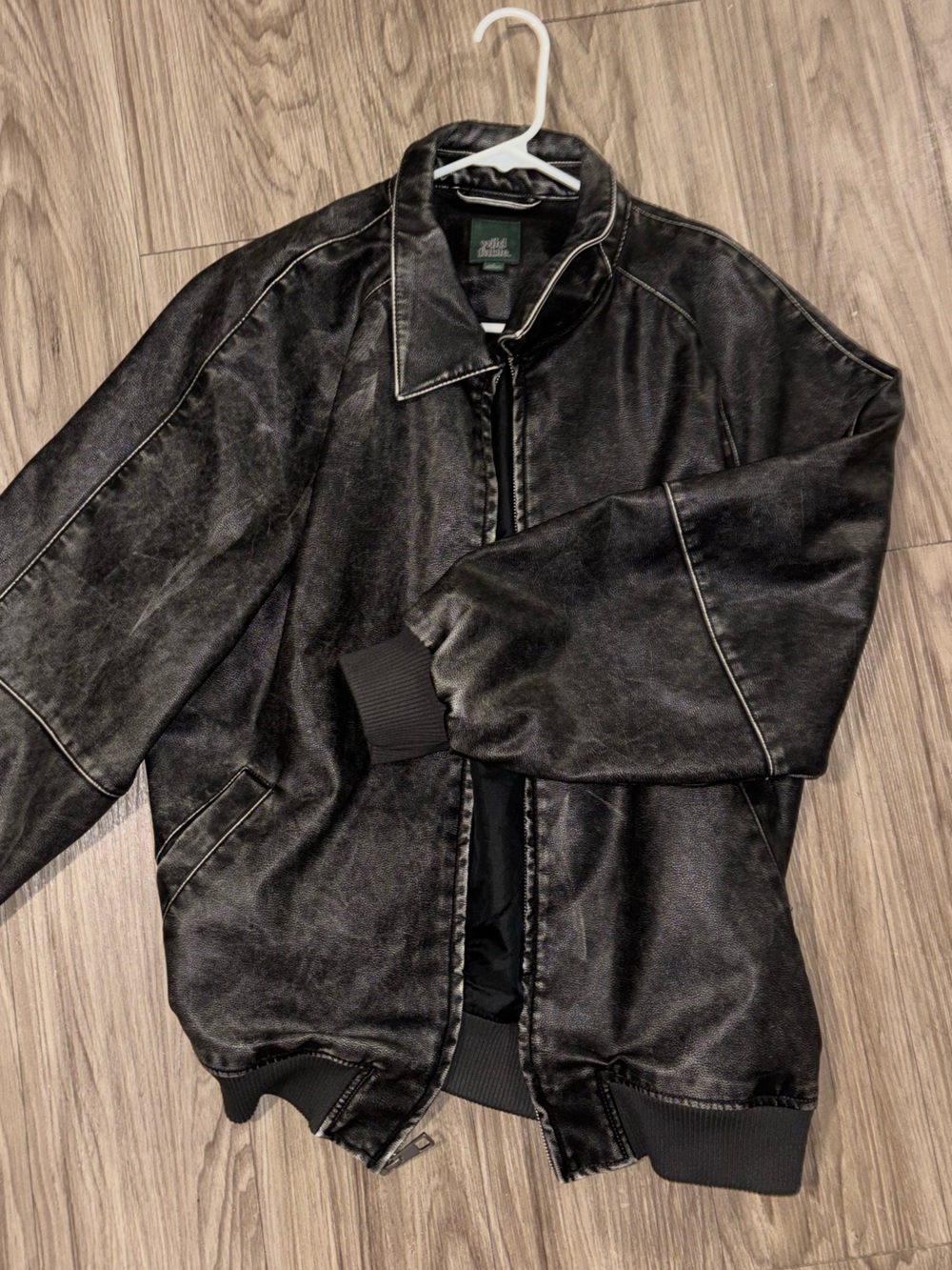 wild fable Black Faux-Leather Bomber Jacket - Picture 3 of 3